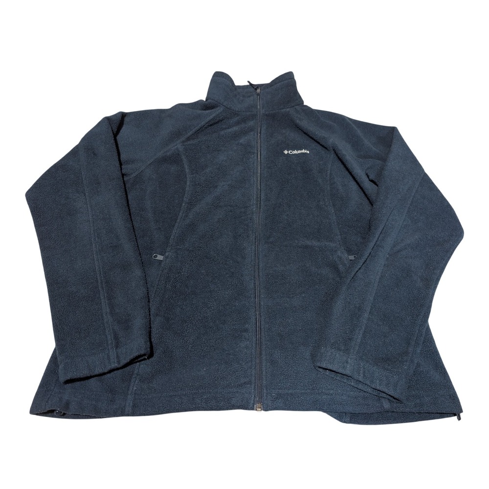 Columbia Fleece Jacket Mens XL Navy Blue Full Zip Mock Neck Soft Outdoor Warm